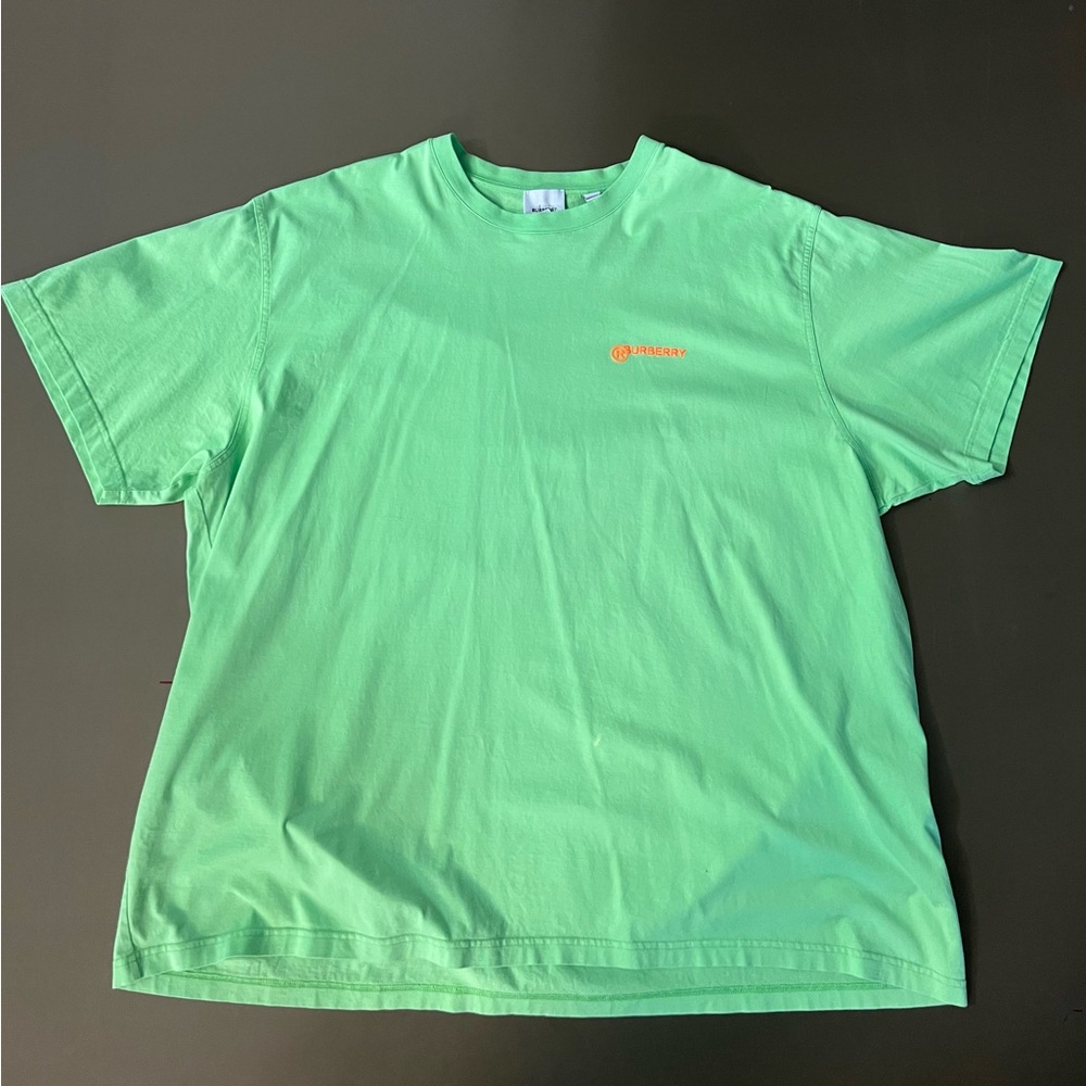 Burberry 100 % Cotton Men’s T Shirt Green with Logo and Print on the Back